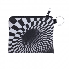 方形零钱包黑白方块漩涡hole illusion