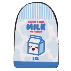 单面印花书包蓝色开心的牛奶HAPPY MILK
