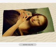 沙滩巾蒙娜丽莎mona selfie