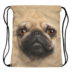 Drawstring bag pug dog face