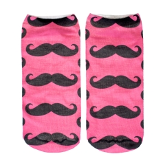 socks mustache pink