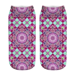 socks mandala pink grid