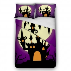 床上用品三件套紫色夜空城堡SCARY HOUSE