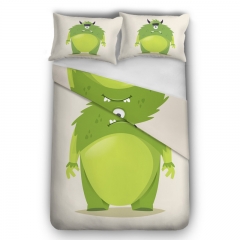 床上用品三件套白底绿怪兽GREEN MONSTER