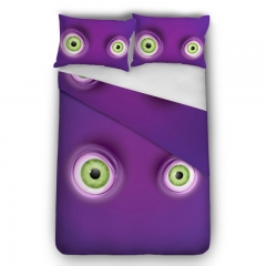 床上用品三件套紫底绿眼睛EYES PURPLE