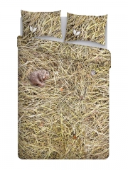 床上用品三件套在稻草上睡觉的小动物hit the hay