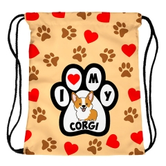 Drawstring bag love my corgi