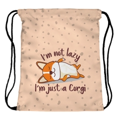 Drawstring bag lazy corgi