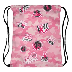 Drawstring bag pink camo patches