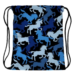 Drawstring bag unicorns blue