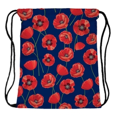 Drawstring bag poppy flowers