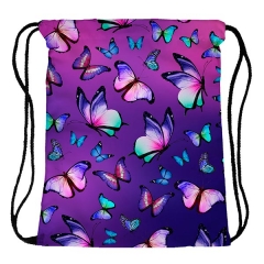 Drawstring bag butterfly ombre violet