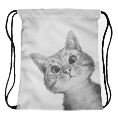 Drawstring bag peeping kitten