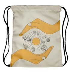 Drawstring bag hold the hands of the galaxy