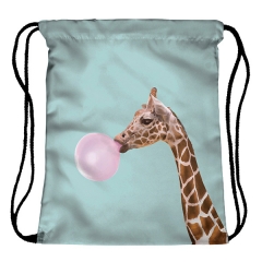 Drawstring bag pink bubbles and zebras