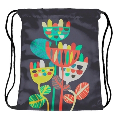 Drawstring bag hand painted flowers