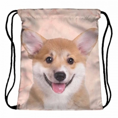 Drawstring bag cute corgi marble