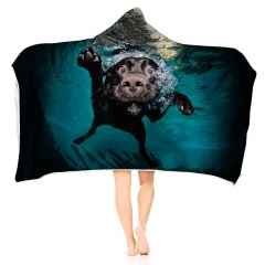 毛毯卫衣游泳的黑犬