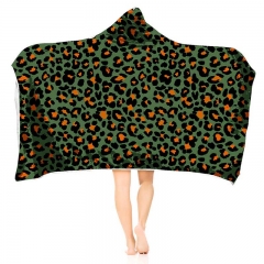 Hoodie blanket  orange leopard Print