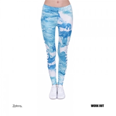 3D print leggings workout marble blue
