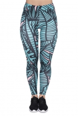 leggings GREEN TROPICAL LEAVES