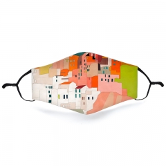 Mask Italy coast houses minimal abstract