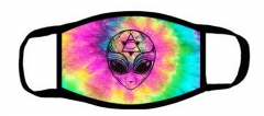 One layer mask  with edge tie-dye alien heads