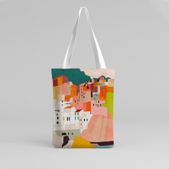 Hand bag italy coast houses minimal abstract