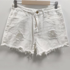 Ripped Fringed Denim Shorts