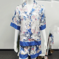 Lapel Collar Short Sleeve Pajama Set