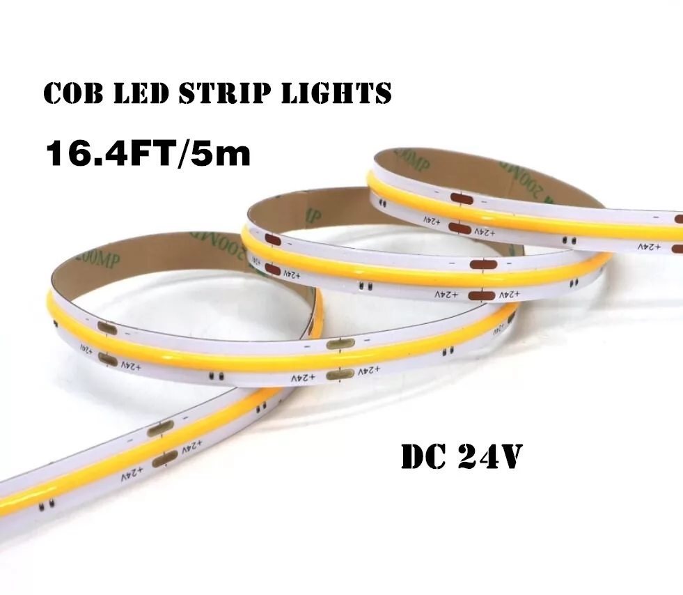 COB LED Strip 16.4FT/5m 12W/M DC 12V Warm White 3000K