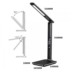 2020 LED office desk lamp folding arm with 5w wireless charger and calendar display indoor use