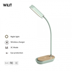 LED desk lamp with QI wireless charger