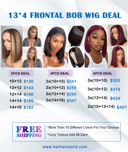 Straight 13*4 Frontal Lace Bob Style Wig Deal 180% Density