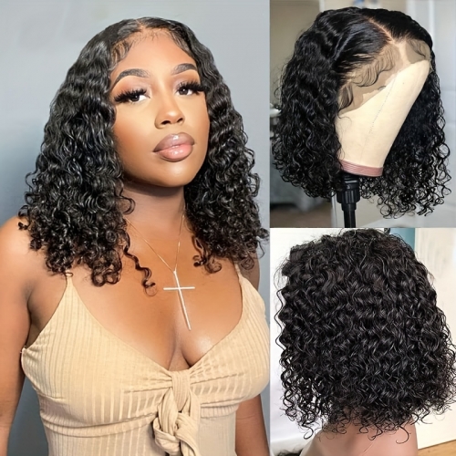 Water Wave Bob Wigs Human Hair Short Bob Wigs 10-16 Inch 13x4 Lace Frontal Wigs For Women  Wavy Lace Front Human Hair Wigs