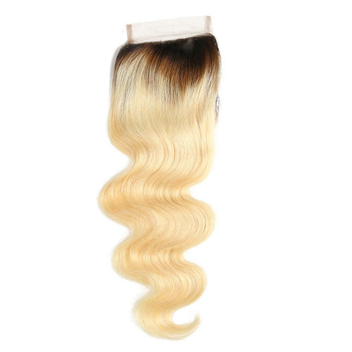 Wholesale Ombre Platinum Blonde #1B/613 Body Wave 4*4 Lace Closure