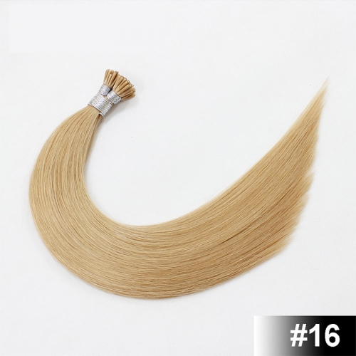 Golden Blonde #16 Light Color Stick/I Tip Straight Hair Extensions (100strands/100grams)