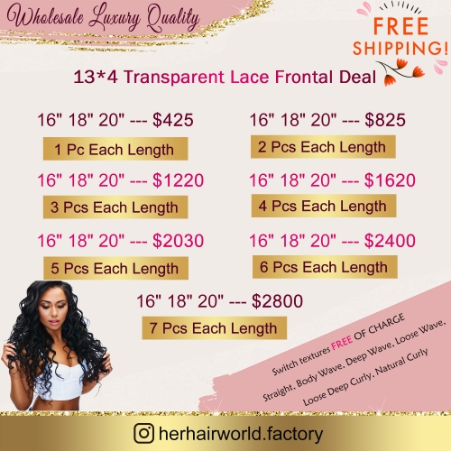 Wholesale Luxury Quality 13*4 Transparent Lace Frontal Deals