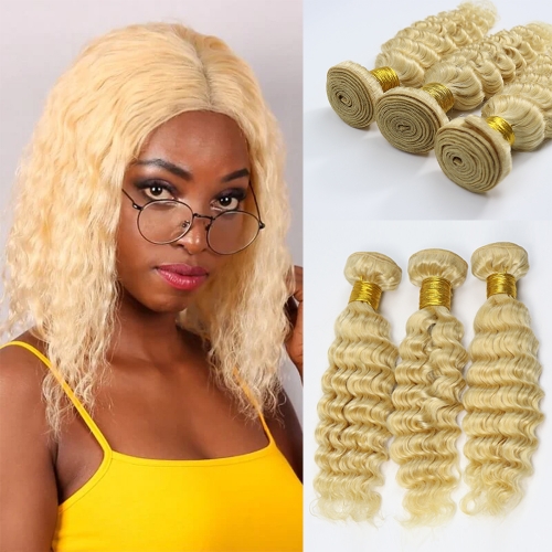 Wholesale Platinum Blonde #613 Deep Wave Hair Bundle(100grams/bundle)