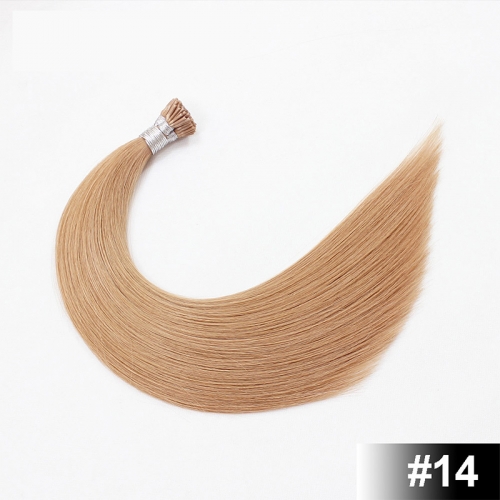 Dark Blonde #14 Light Color Stick/I Tip Straight Hair Extensions (100strands/100grams)