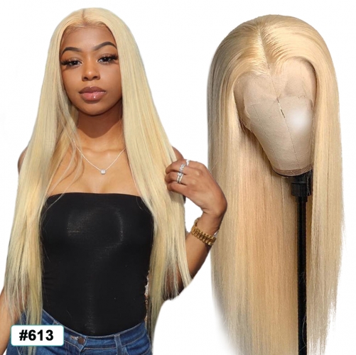 Straight #613 Blonde 13×4 Lace Frontal Lace Human Virgin Hair Wig - (180% Density)