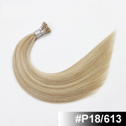 Mix Color #P18/613 Stick/I Tip Straight Hair  Extensions (100strands/100grams)