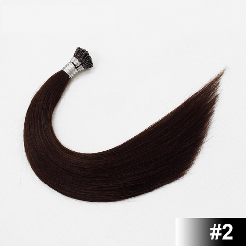 Darkest Brown #2 Dark Color Stick/I Tip Straight Hair Extensions (100strands/100grams)