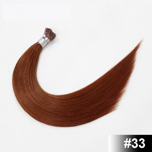Rich Copper Red #33 Light Color Stick/I Tip Straight Hair Extensions (100strands/100grams)