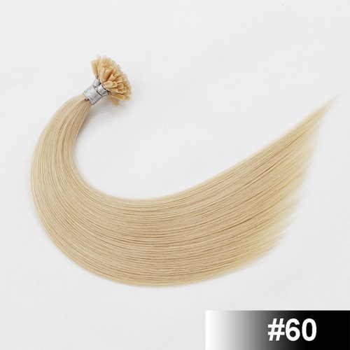 Platium Blonde #60 Light Color Nail/U Tip Straight Hair Extensions (100strands/100grams)