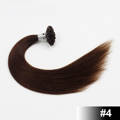 Chocolate Brown #4 Dark Color Nail/U Tip Straight Hair Extensions (100strands/100grams)