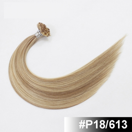 Mix Color #P18/613 Nail/U Tip Straight Hair Extensions (100strands/100grams)