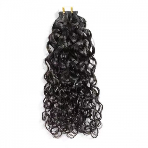 100% Virgin Human Hair Natural Black Natural Curly Tape In Hair Extensions (20pcs/50grams)