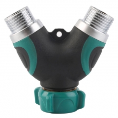 Plastic 2 way garden water hose splitter