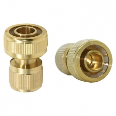 Brass 3/4 inch garden hose quick connector with waterstop